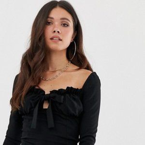 Missguided milkmaid tie front bardot crop top